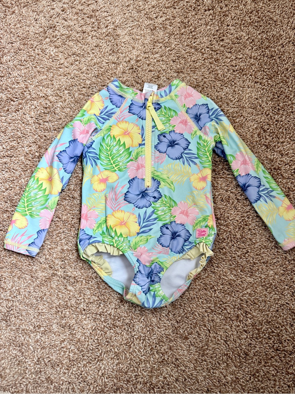 Ruffle Butts 2T Hibiscus Rashguard One Piece Girls Swimsuit